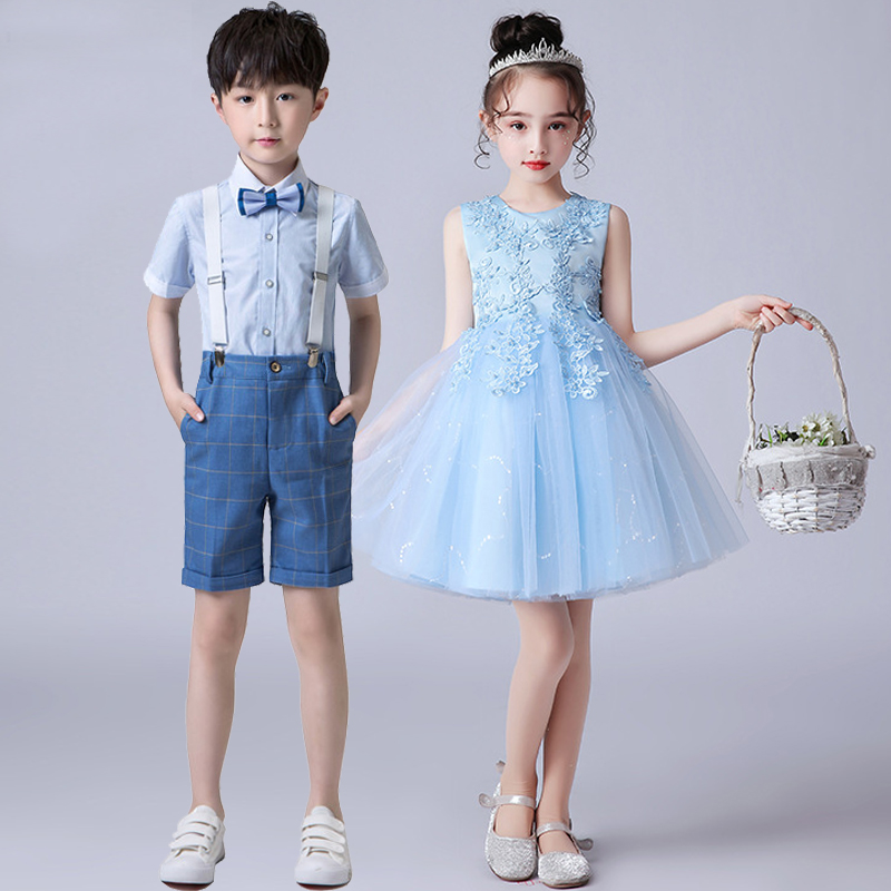 六一兒童合唱演出服中小學(xué)生大合唱團(tuán)詩(shī)歌朗誦服裝表演主持人禮服