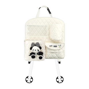 车载收纳挂袋可爱熊猫多功能汽车座椅后背置物架纸巾盒垃圾桶女