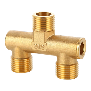 铜三通分水器U型大流量活接4分水龙头分流器一进二出接头水管配件