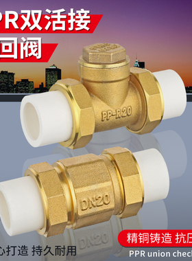 双热熔活接单向卧式逆止PPR黄铜止回阀自来水管4分6分1寸20 25 32