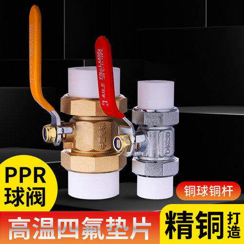 DN2025PPR双头活接黄铜球阀4分