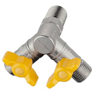 入墙三通角阀带开关全铜4分一进二出分水器洗衣机马桶双出水四通