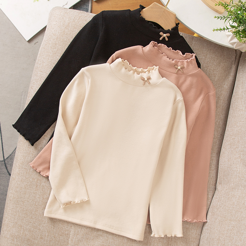 半高领波浪边设计，不扎面料柔软亲肤