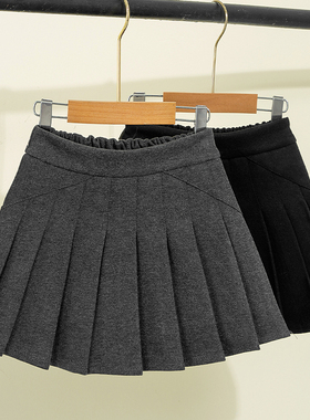 女童百褶裙毛呢短裙秋冬2025新款中大儿童jk制服学院风冬季半身裙