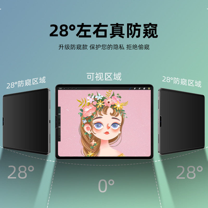ipad2022类纸膜air1/2全屏2021磁吸式可拆卸10.9寸防偷窥隐私ipad