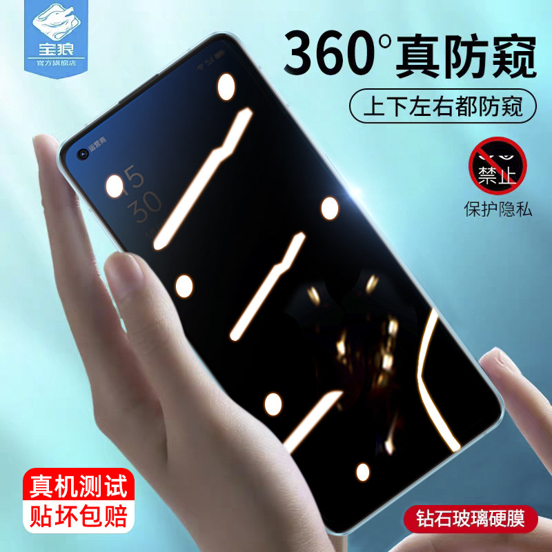 OPPORENO6防窥钢化膜全屏覆盖
