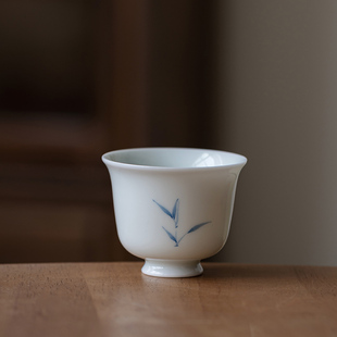手绘隐竹陶瓷茶杯个人专用家用单个品茗杯功夫茶具小号建盏泡茶杯