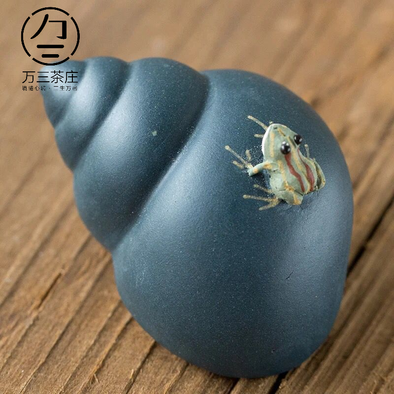 田螺手工喷水紫砂小茶宠迷你摆件手把件可养茶玩茶道饰品