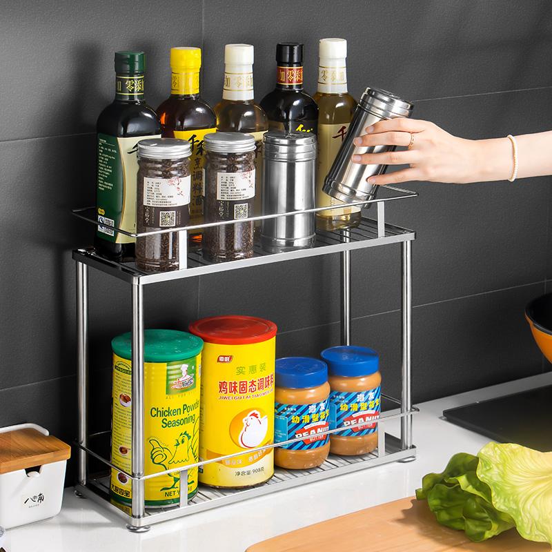 304不锈钢双层台面调料置物架
