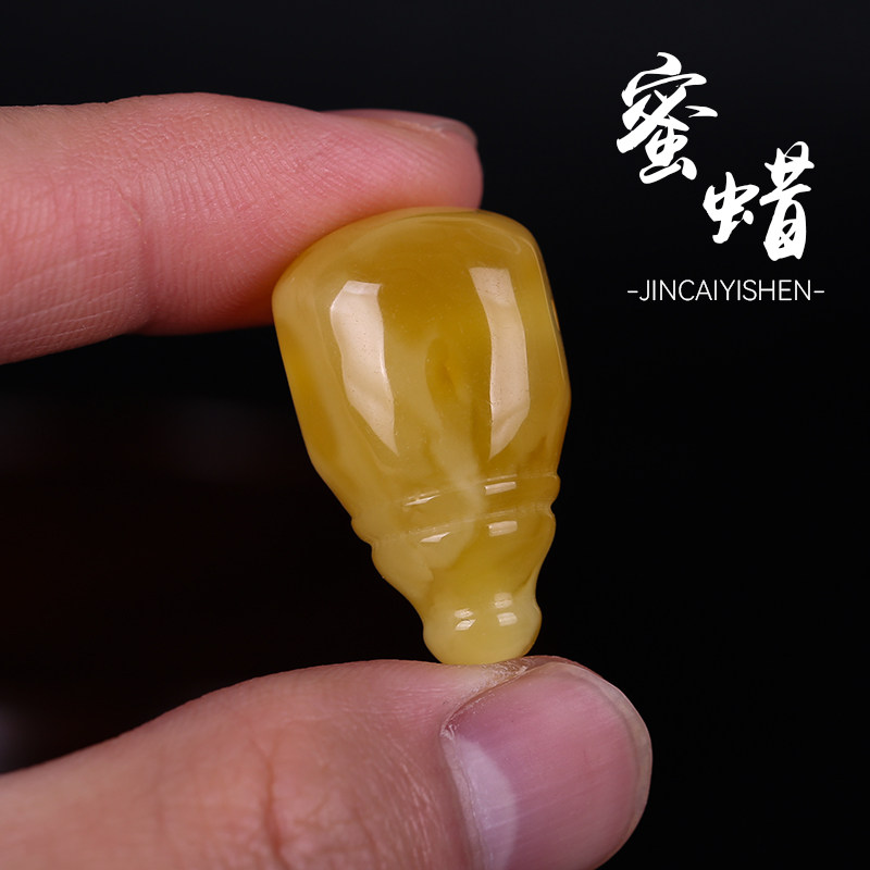 保真天然琥珀蜜蜡一体三通佛头白花蜡文玩手串金刚星月菩提配饰
