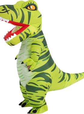 万圣节演出服装成人搞笑搞怪卡通装扮玩偶绿色霸王龙恐龙充气衣服