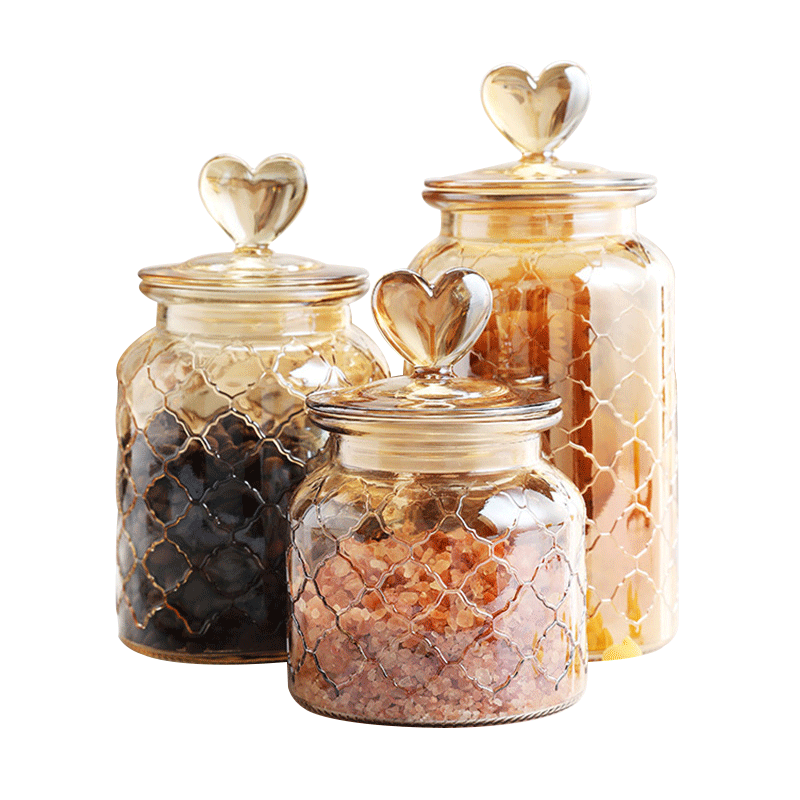 玻璃密封罐彩色透明糖罐糖果罐糖罐茶叶罐玻璃罐食品茶叶储物罐