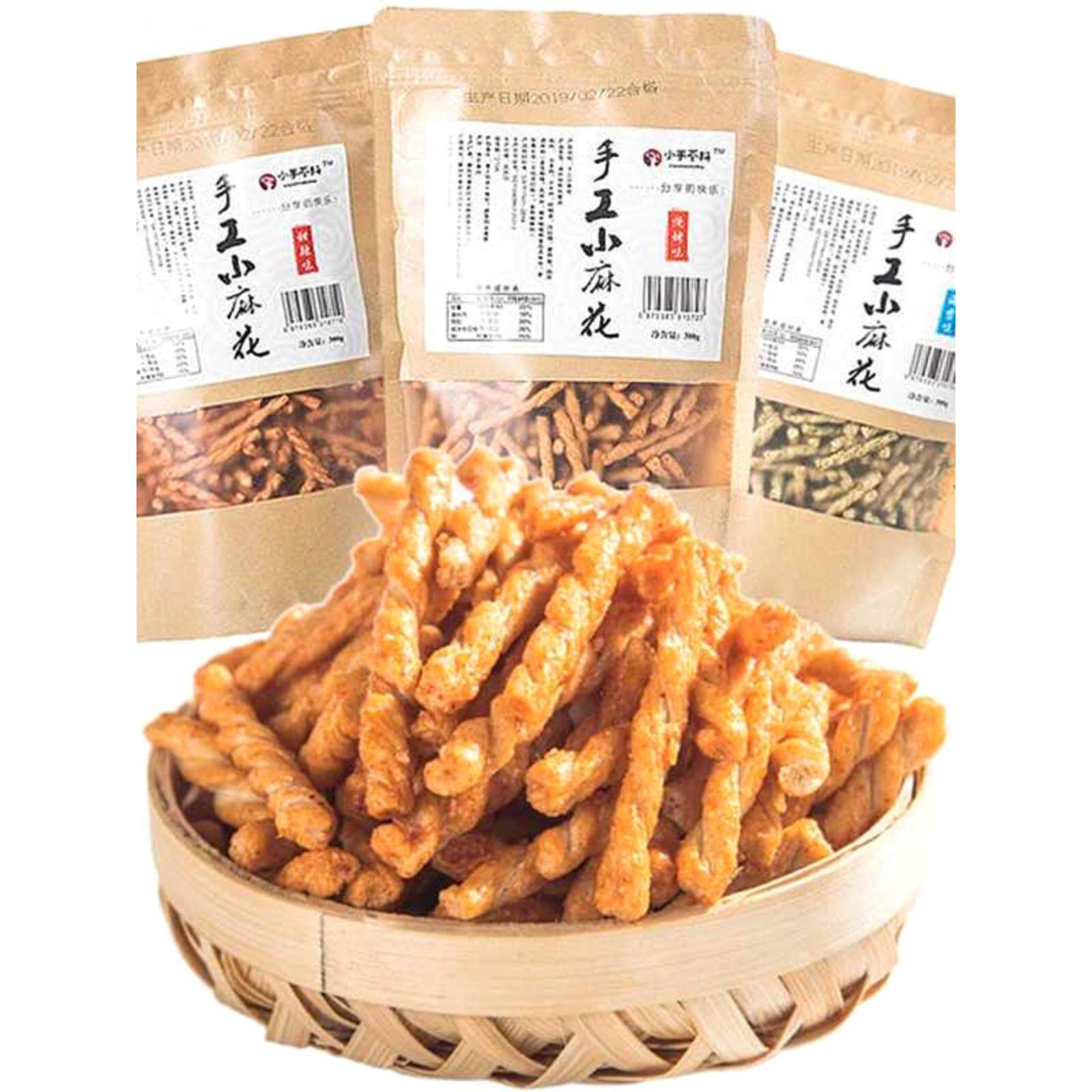 小手不抖手工小麻花300g湖北特产歪酥咪充饥夜宵海苔味网红小零食