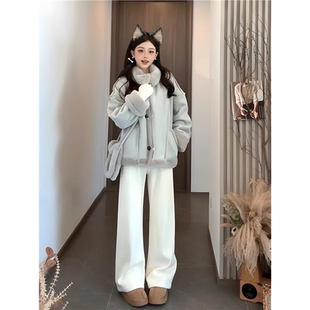 2025冬新款皮毛一体外套女环保水貂毛绒麂皮机车服韩系宽松高级感