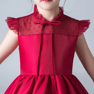 儿童公主裙夏季薄款女童礼服小仙女连衣裙洋气钢琴红色小女孩裙子