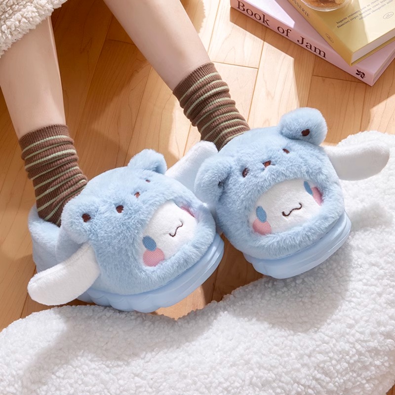 玉桂狗棉拖鞋女冬季可爱三丽鸥踩屎感加厚加绒保暖毛毛棉拖鞋女士