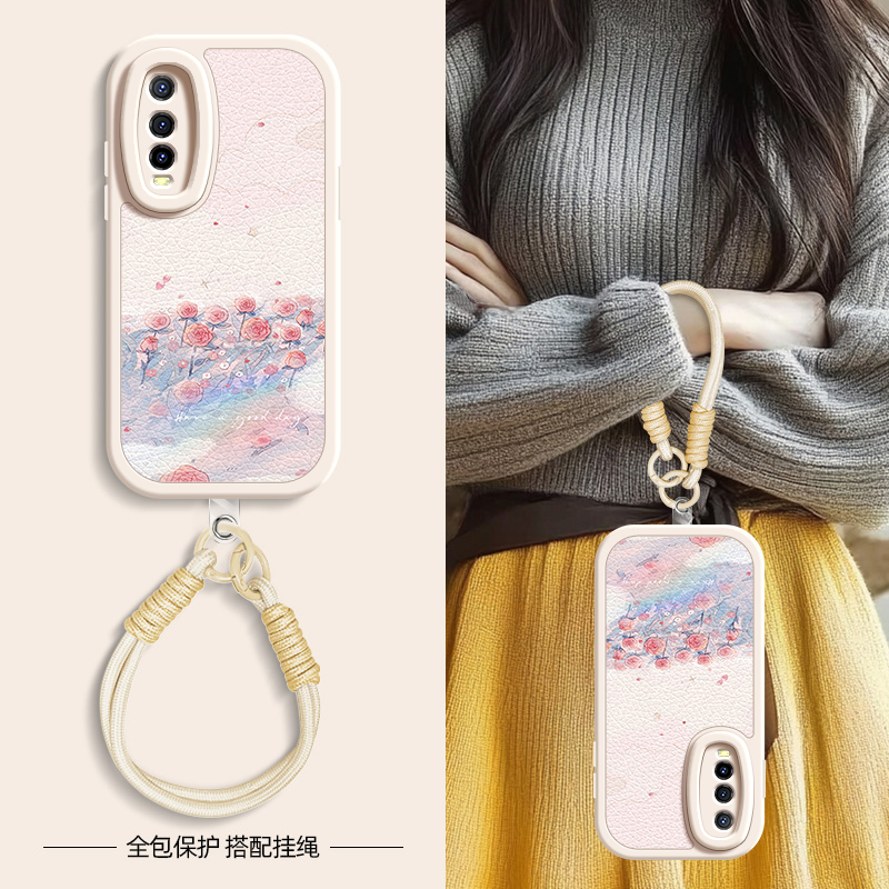 玫瑰花海适用vivoy77手机壳y78十+小羊皮y51s/76s/70/y55s/y53s/y52s新款y3/3s夏天斜挎挂绳Y10/y30/30g女款