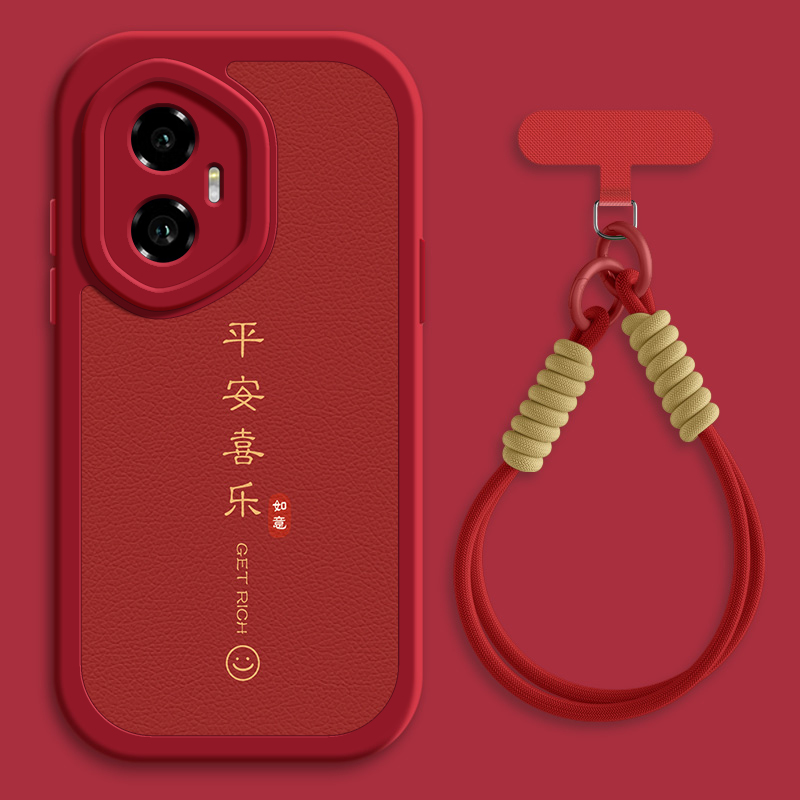 平安喜乐适用荣耀400手机壳华为300pro小羊皮200荣耀90/80/70夏天斜挎挂绳可背GT女款Honor100网红硅胶软壳