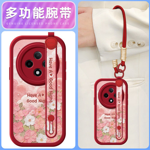 浮雕小花适用于oppoa3pro新款手机壳女款软硅胶a2小羊皮卡通可爱a96/a55/a56/a95/a97挂绳腕带全包防摔