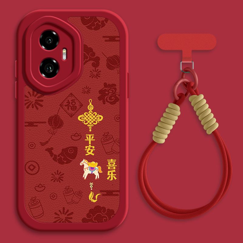 马上有钱适用荣耀500手机壳华为400/300pro小羊皮200/90/80/70秋冬斜挎挂绳新年GT女款Honor100全包硅胶软壳