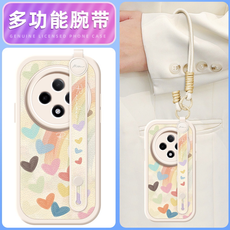 彩虹心心适用OPPOA3pro手机壳A2/A11X小羊皮A3 5G/A35/36/53/56/新款A9X/A93/A93s腕带斜挎挂绳A95/96/97女