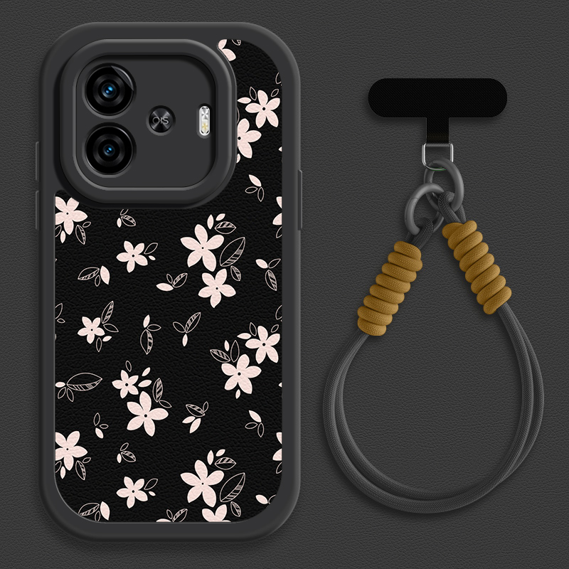 小白花适用iqooz10turbo手机壳vivoiqooz9turbo+小羊皮iqoo z8/z8x/z7/z7i/z6/z5/z5x新款iqoou3/u1挂绳