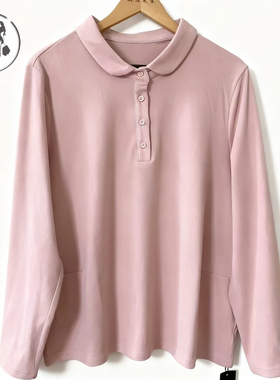 1269大码品牌翻领长袖T恤德绒打底衫宽松百搭上衣大码内搭