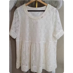 女装 大码 胖MM轻奢蕾丝镂空甜美上衣 新款 1720夏季