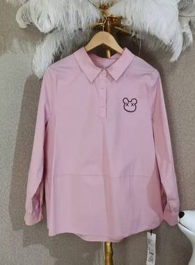 3971大码女装新款休闲宽松翻领套头衬衣棉胖MM显瘦百搭衬衫