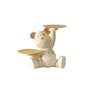 暴力熊钥匙收纳玄关摆件客厅入户门装饰奶油风托盘搬新家乔迁礼品