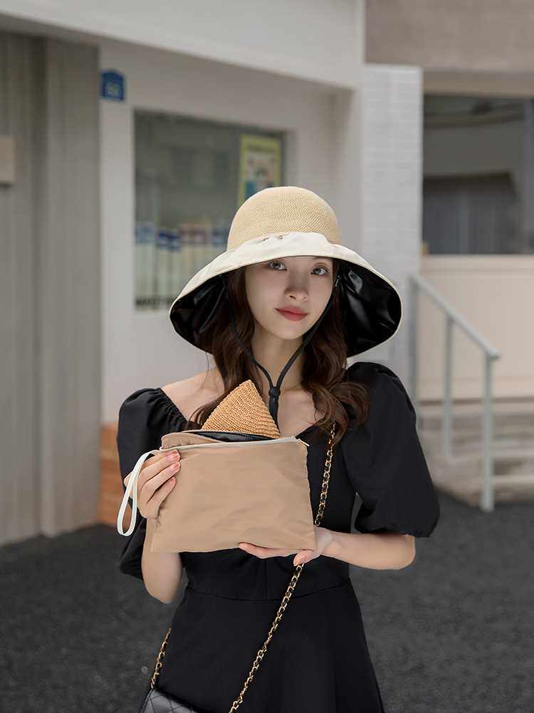 BLACK GLUE BUCKET HAT WOMENS HATS CAP SUN HATS BEACH HAT LU