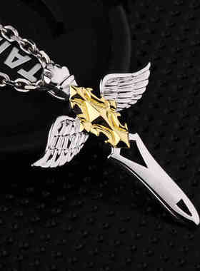 免费刻字925纯银男士十字架项链