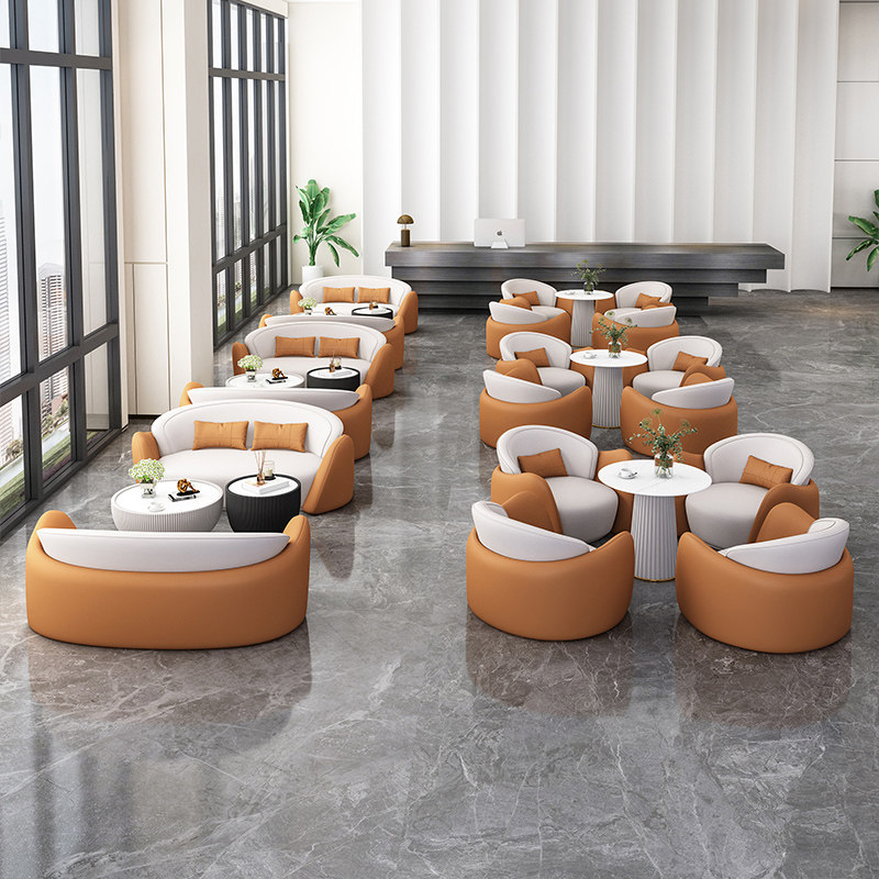 样品屋展示中心接待洽谈休息区沙发椅办公商务接待会客三人位洽谈