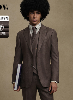 JDV商场同款春秋新款棕色男士绵羊毛西装西服正装商务WMM4007