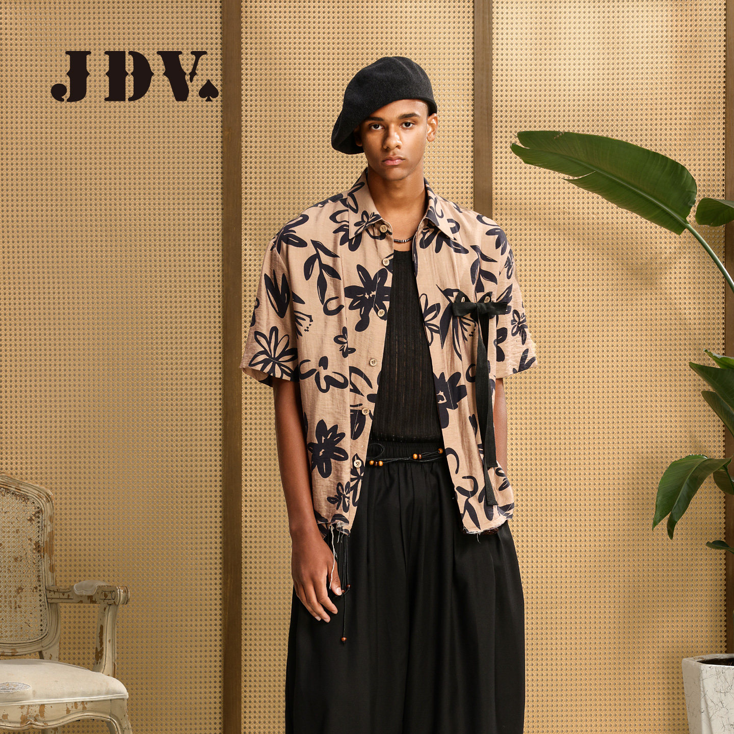 JDV商场同款印花短袖衬衫2026春夏新品时尚舒适透气上衣男SIXA136