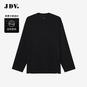 黑色莱赛尔棉圆领长袖 春秋新款 T恤STA5302 商场同款 JDV男装