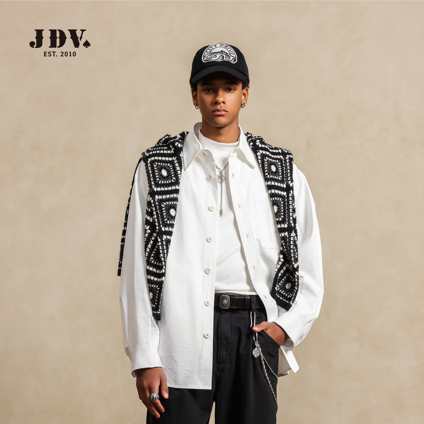 JDV男装长袖衬衫2025年秋季新款通勤简约宽松休闲外套WIC5415