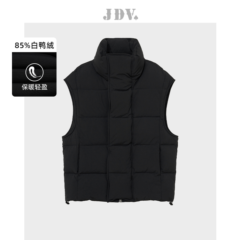 JDV商场同款黑色立领羽绒马甲