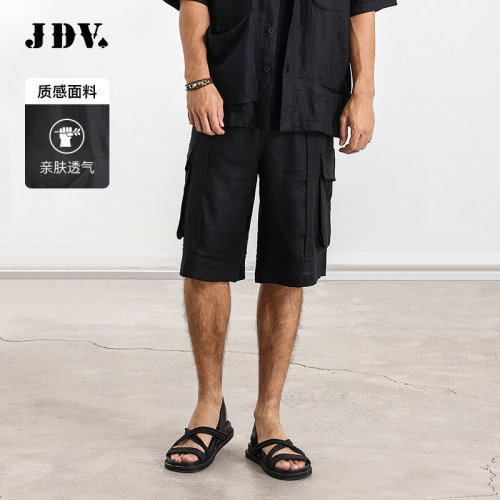 JDV2025夏季新款黑色松紧腰阔腿
