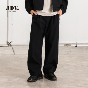 子时尚 JDV商场同款 黑色宽松直筒休闲裤 男士 百搭SPL50S1 春秋新款