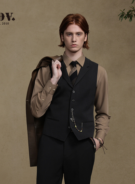 JDV男装春秋新品商场同款黑色平驳领正装马甲通勤坎肩WFV4002