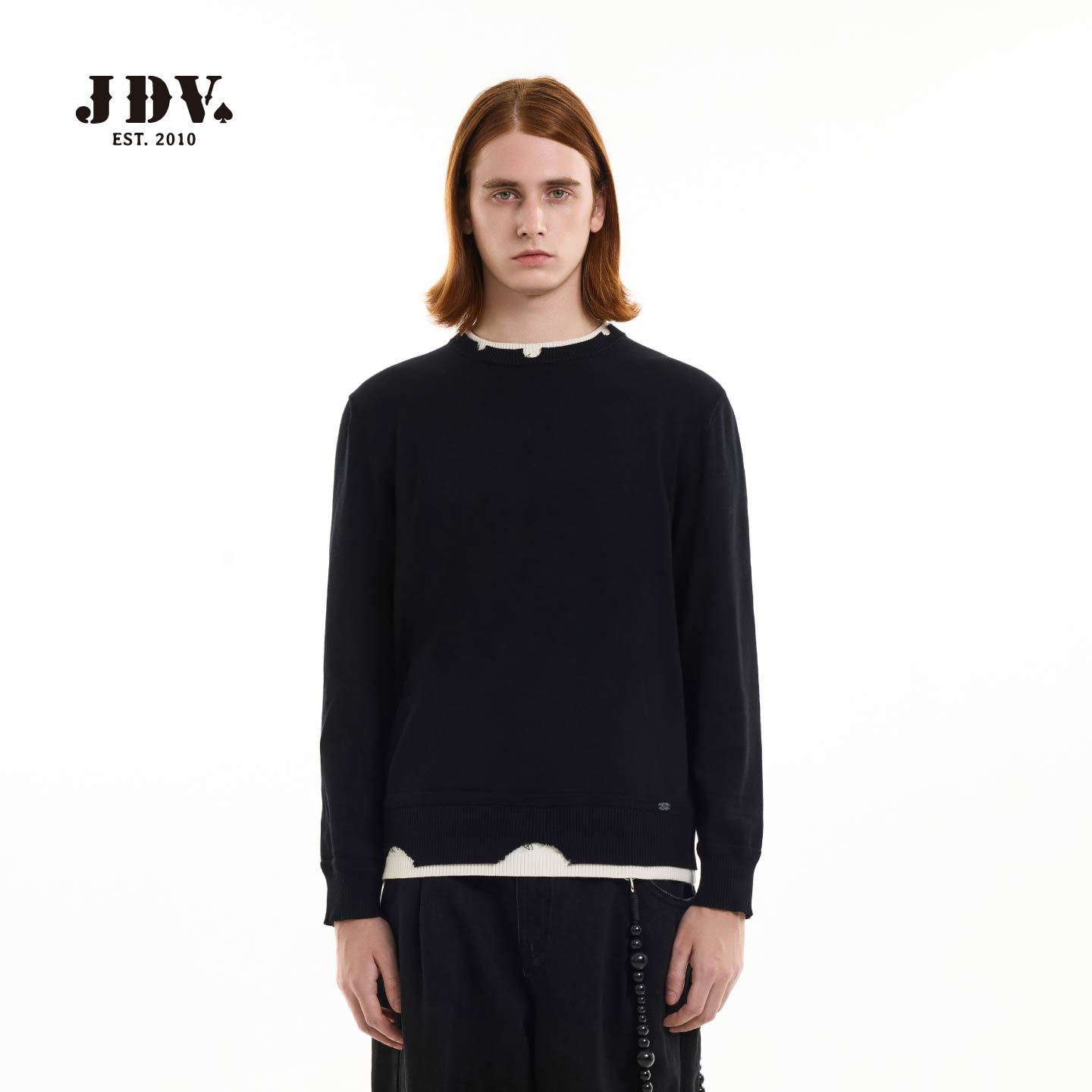 JDV男装假两件圆领毛衣