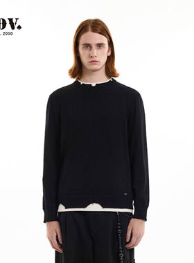 JDV男装假两件圆领毛衣年春季新款时尚百搭针织衫商场同款WOT5443