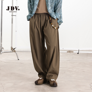 亲肤舒适宽松休闲裤 男深咖松紧腰阔腿裤 SPL56B1 夏季 JDV商场同款