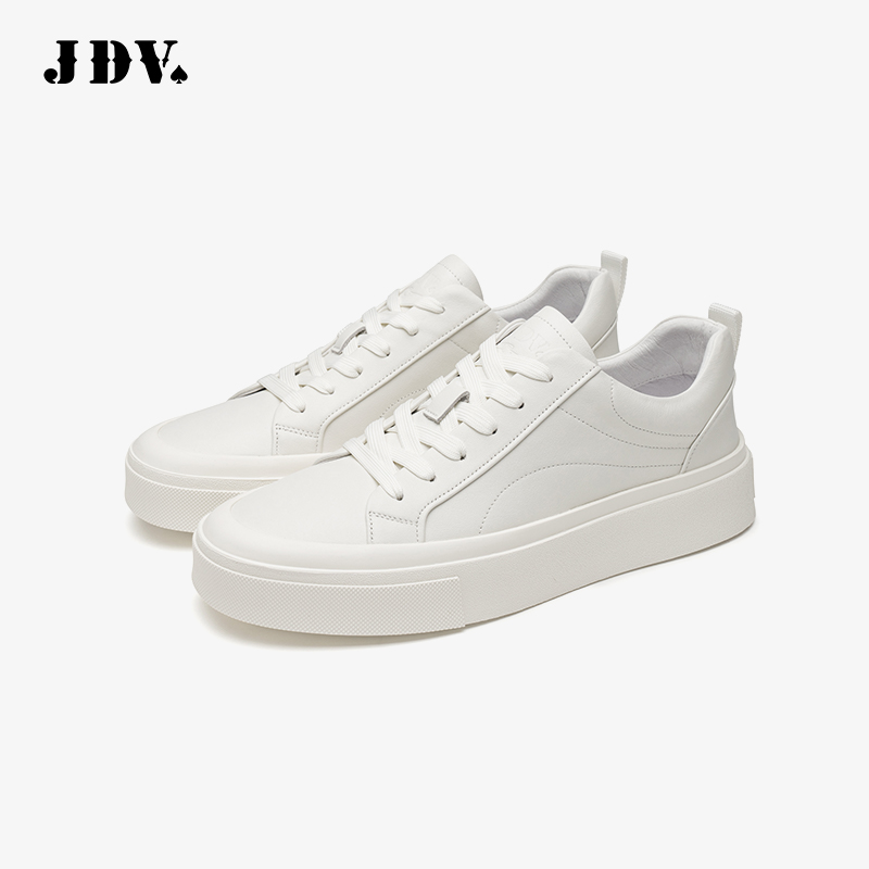 JDV商场同款白色牛皮革休闲鞋