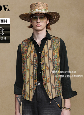 JDV商场同款秋冬新款提花V领休闲马甲男士坎肩短款WCV4109