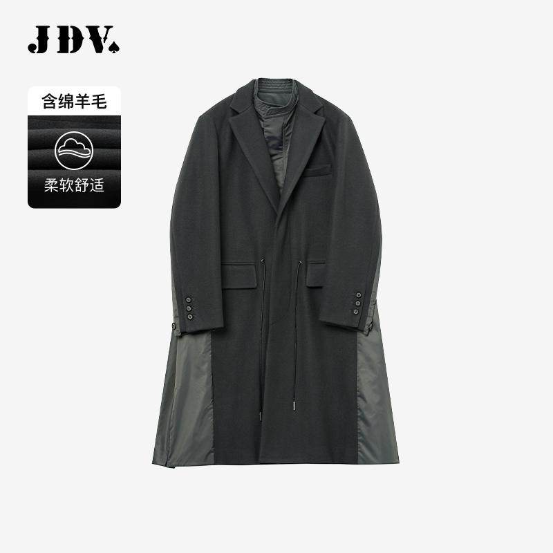 JDV商场同款男士银灰色拼接大衣