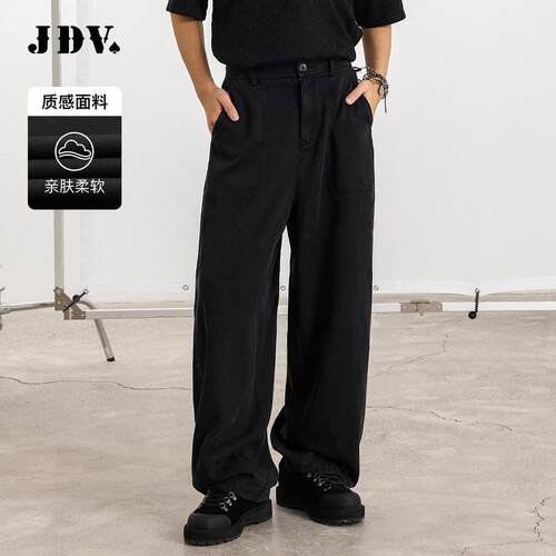 JDV商场同款男黑色宽松牛仔裤