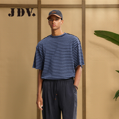 JDV复古条纹春季新品短袖T恤男