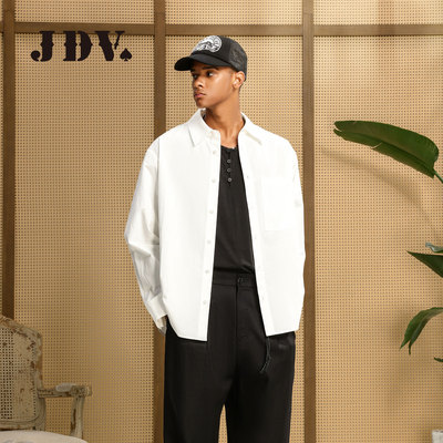 JDV商场同款纯棉休闲衬衫2026年春季新品宽松廓形上衣男SICA238